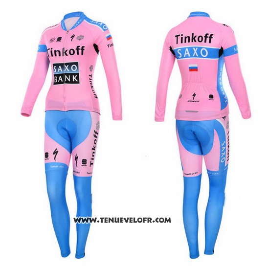 2015 Maillot Ciclismo Femme Saxo Bank Fuchsia Manches Longues et Cuissard